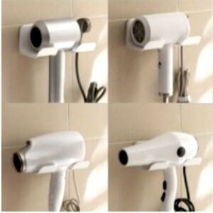White Hair Dryer Wall Organizer